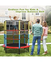 Gymax 55'' Kids Trampoline Recreational Bounce Jumper W/Safety Enclosure Net Heavy-duty