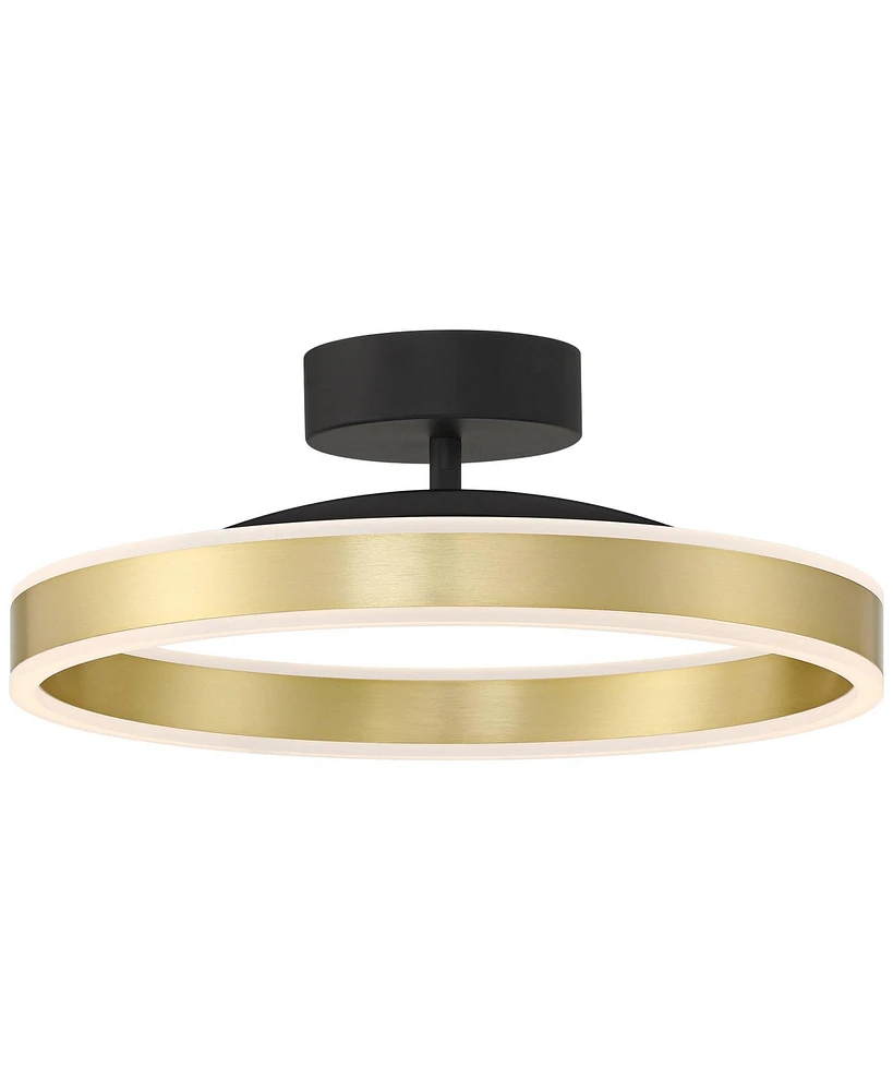 Possini Euro Design Eliza 16"W Matte Black Antique Brass Led Ring Ceiling Light