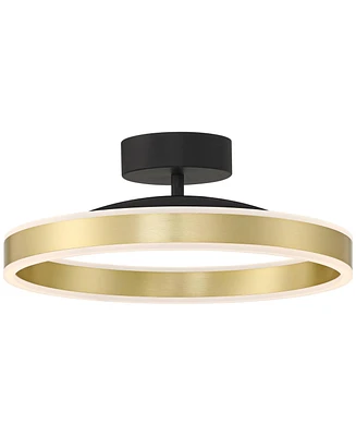 Possini Euro Design Eliza 16" Modern Semi Flush-Mount Ceiling Light Fixture Kitchen Foyer Hallway Ring Round Led Dimmable Matte Black Antique Brass Fi