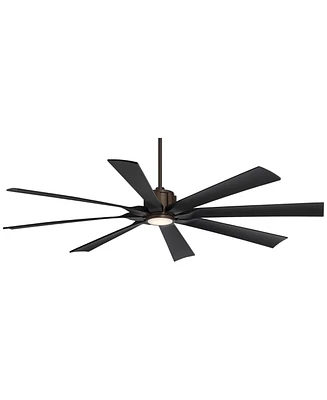 70" Defender Large Modern Industrial Indoor Outdoor Ceiling Fan 8 Blade Led Light Remote Control Oil Rubbed Bronze Finish Black Blades Bedroom Patio L