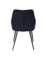 Streamdale Furniture Zudora Side Chair (Set-2), Black Linen & Black Finish