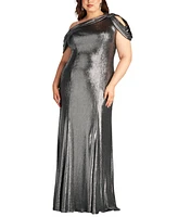 Tadashi Shoji Plus Copley Shoulder Drape Lam Gown