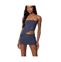 Edikted Women's Vivi Mesh Asymmetric Tube Top