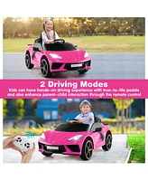Hongge 12V Electric Kids Ride On Car Licensed Chevrolet Corvette C8 with Remote Control Ages 3+ Years Old