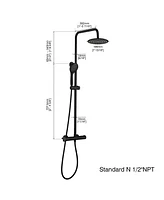 Mondawe Matte Black Stainless Steel Thermostatic Shower Bar System(Round)