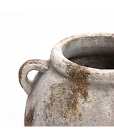 LuxenHome Mottled Brown and White Terracotta -Inch Tall Indoor and Outdoor Jug Vase with Handles