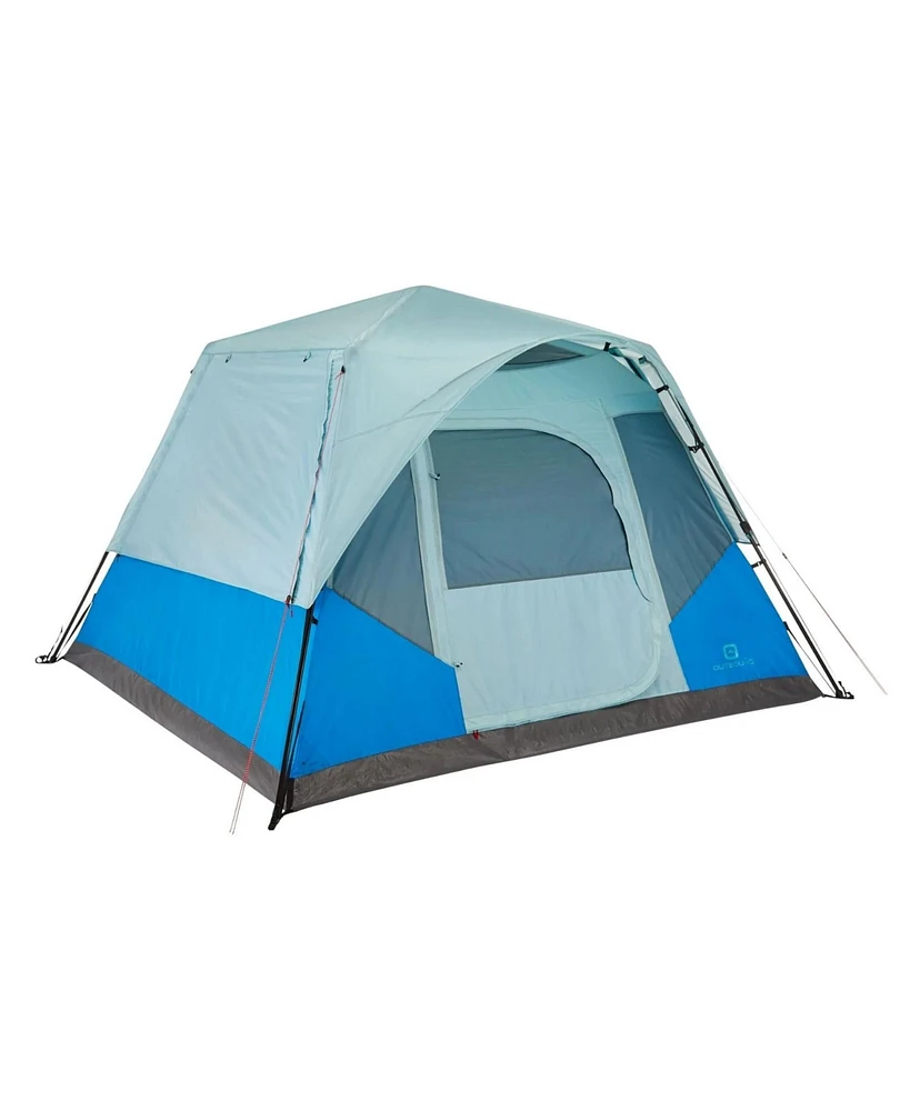 Outbound QuickCamp 6 Person 3 Season Cabin Tent with Rainfly and Carry Bag, Blue