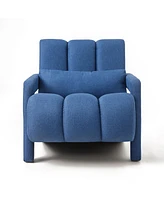 Modern Upholstered accent chair, Comfortable Linen Fabric with a pillow for Living room, bedroom. Linen, Navy Blue