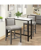 Streamdale Furniture 25.5" Counter Height Bar Stools Set of 2, Pu Leather Kitchen Stool, Upholstered Bar Chairs with Back, Wood Legs, Grey