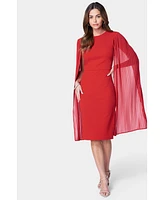 Bebe Women's Cape Sleeve Midi Dress