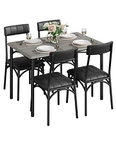 gaomon Dining Table Set, Kitchen Table and Chairs for 4, Table Set with 4 Upholstered Chairs, 5 Piece Dining Table Set,Grey