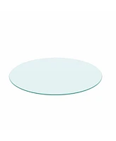 Lovmor 20" Inch Round Tempered Glass Table Top Clear Glass 1/4" Inch Thick Round Polished Edge ，Transparent