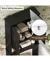 Lovmor 23.62 in. W x 65.39 H 8.27 D Over The Toilet Storage with Adjustable Shelves for Bathroom and Laundry