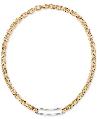 Diamond Bar Horseshoe Link 18" Collar Necklace (5/8 ct. t.w.) in Sterling Silver & 14k Gold-Plate