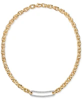 Diamond Bar Horseshoe Link 18" Collar Necklace (5/8 ct. t.w.) in Sterling Silver & 14k Gold-Plate