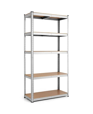 Sugift 35.5 x 71 Inch Adjustable 5-Layer 2000 lbs Capacity Tool Shelf-Silver