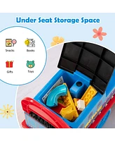 Sugift 6V Electric Kids Ride On Car Toy Train with 16 Pieces Tracks-Navy
