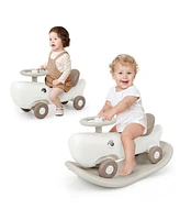 Sugift Convertible Rocking Horse and Sliding Car with Detachable Balance Board-White