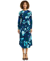 Maggy London Women's Printed Gathered Midi Dress