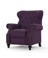 Streamdale Furniture Accented Push Back Recliner Chair With Rolled Arms In Plum, Enjoy Cocooning Comfort