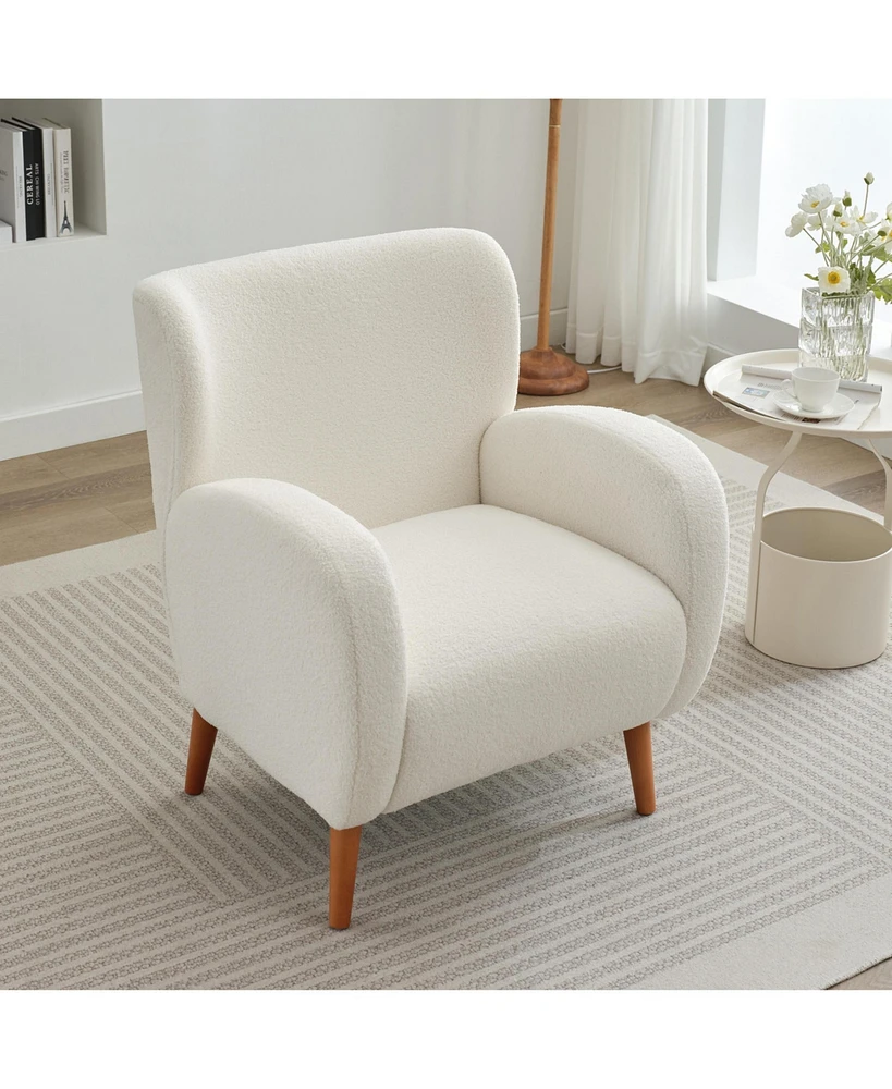 Mirod Modern Wing back Lounge Chair - Stylish Design, Soft Fabric, Solid Wood Legs, Easy Assembly, Durable Frame