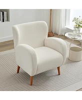 Mirod Modern Wing back Lounge Chair - Stylish Design, Soft Fabric, Solid Wood Legs, Easy Assembly, Durable Frame