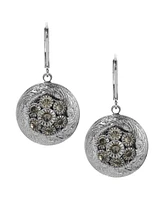 2028 Silver-Tone Crystal Round Drop Earrings