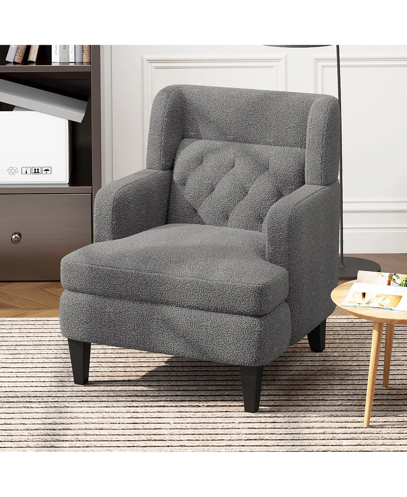 Streamdale Furniture Upholstered Accent Chair Tufted Armchair for Living Room and Bedroom, Dark Grey