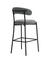 Streamdale Furniture 26" Counter height bar stools Teddy fabric cover kitchen island counter bar stool with black powder coating base and footrest(Gre