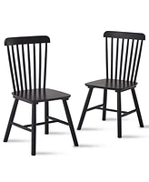 4 pieces of dining chair, black, rubber wood material, dining chair, solid wood chair, solid wood dining table chair, living room chair, simple and na