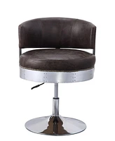 Streamdale Furniture Brancaster Adjustable Chair w/Swivel, Distress Chocolate Top Grain Leather & Chrome