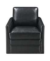 Streamdale Furniture Rocha Accent Chair w/Swivel, Black Leather Aire