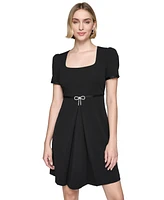 Karl Lagerfeld Paris Women's Rhinestone-Bow Square-Neck Dress