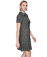 Karl Lagerfeld Paris Women's Metallic Tweed Embellished-Button Dress