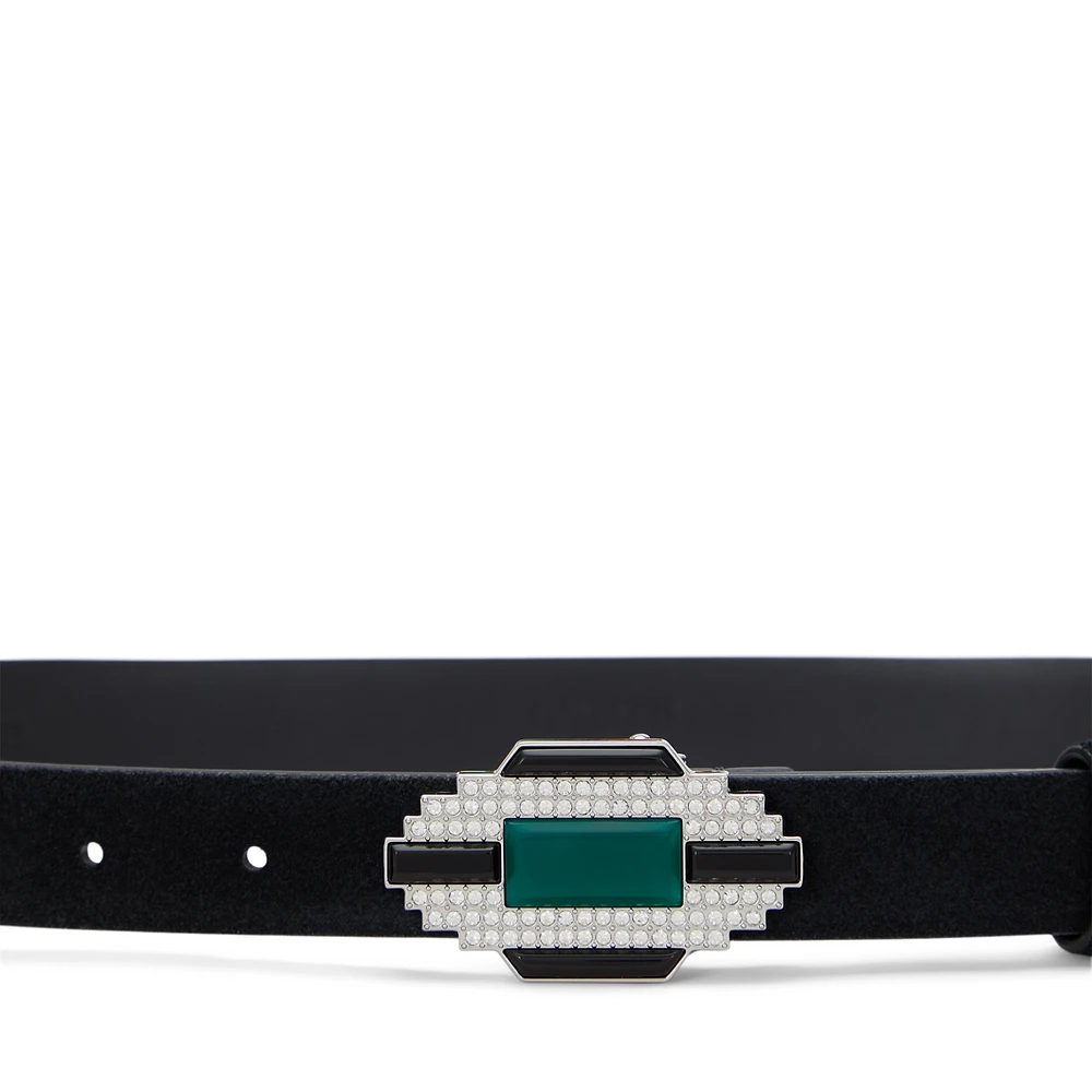 Lauren Ralph Women's Embellished-Buckle Suede Belt