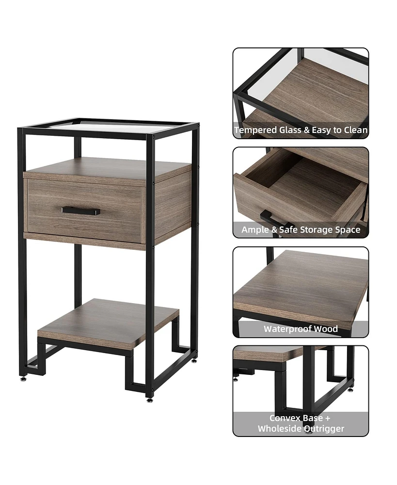 gaomon Nightstand Set of 2, Bed Side Table with Drawer, End Table for Bedroom