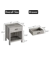 gaomon Farmhouse Square Nightstand, Bedside Table End Table for Bedroom Nursery Living Room, End Table with Storage Drawer