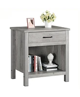 gaomon Farmhouse Square Nightstand, Bedside Table End Table for Bedroom Nursery Living Room, End Table with Storage Drawer