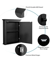 Sugift Wall Mounted Bathroom Mirror Cabinet with 5-level Height-adjustable Shelf-Black