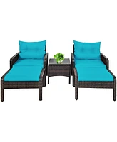 Sugift 5 Pieces Patio Rattan Furniture Set Sofa