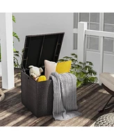 Sugift 72 Gallon Rattan Outdoor Storage Box with Zippered Liner and Solid Pneumatic Rod