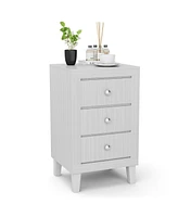 Sugift Modern Nightstand with 3 Drawers for Bedroom Living Room-White