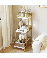 gaomon Gold Bookshelf,3 Tier Bookcase, Small Bookshelf for Small Spaces, Modern Shelf Open Display Rack