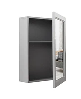 Sugift Wall-Mounted Mirrored Medicine Cabinet-Gray