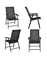 Sugift Set of 2 Outdoor Patio Folding Chair with Ergonomic Armrests-Black