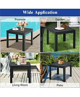 Sugift Wooden Square Patio Coffee Bistro Table-Black
