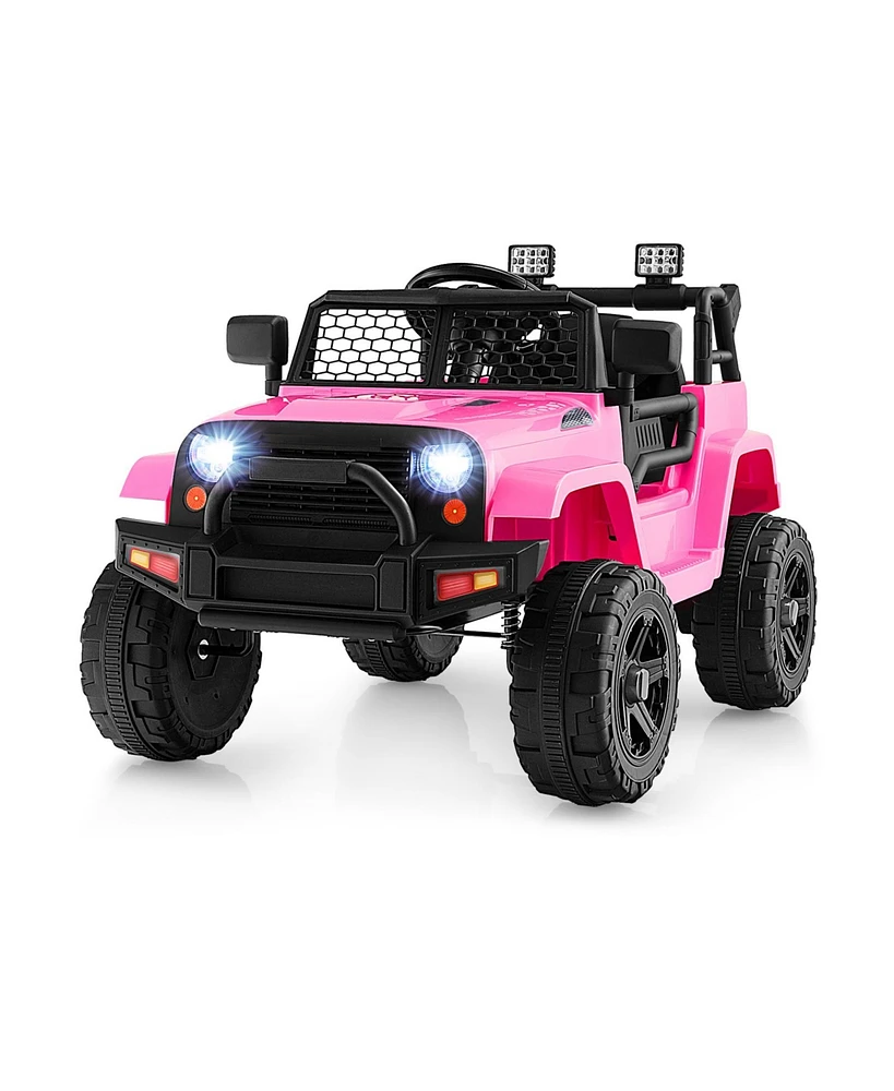 Sugift 12V Kids Ride On Truck with Remote Control and Headlights-Pink