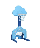 Sugift 3-in-1 Kids Basketball Hoop Set with Balls-Blue