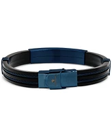 Blackjack Men's Black Rubber Double Cable Id Bracelet in Stainless Steel