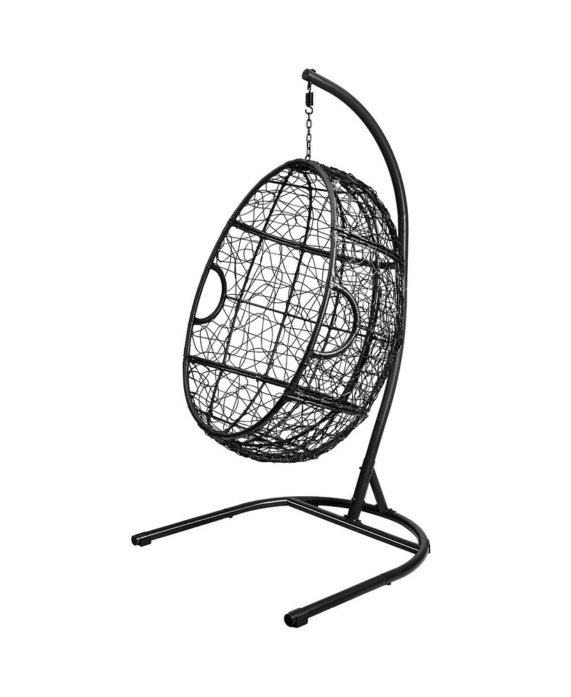 Sugift Hanging Cushioned Hammock Chair with Stand -Gray